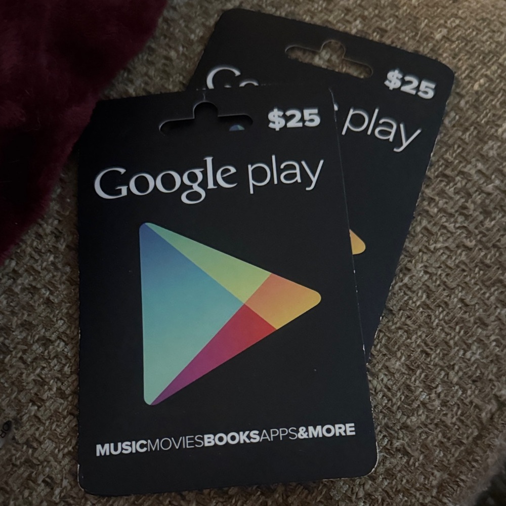 Google Play two $25 gift cards